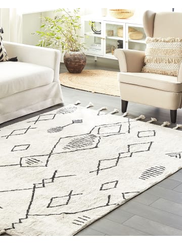 Beliani Kurzflor KEBIR in Weiß/Schwarz - (W) 140 x (H) 2 x (L) 200 cm