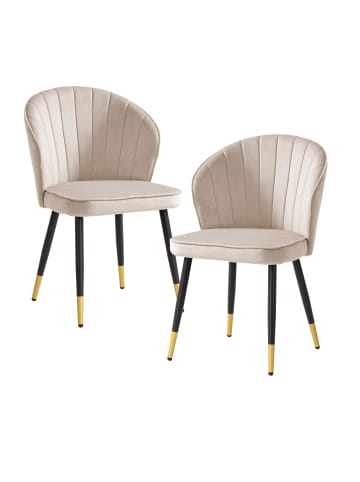 FineBuy Esszimmerstuhl in Beige / Samt / 53x55x83
