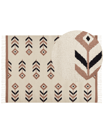 Beliani Kelim NIAVAN in Beige/Schwarz - (W) 200 x (L) 300 cm