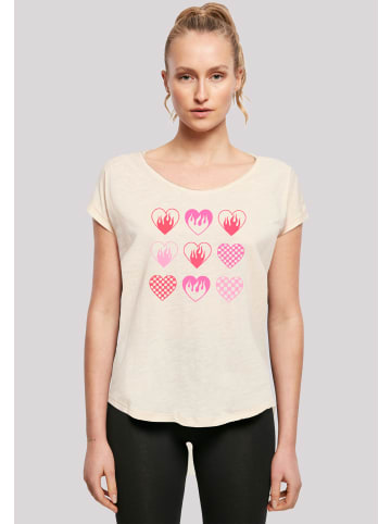 F4NT4STIC T-Shirt Internationaler Frauentag: Herzen in Flammen in Whitesand