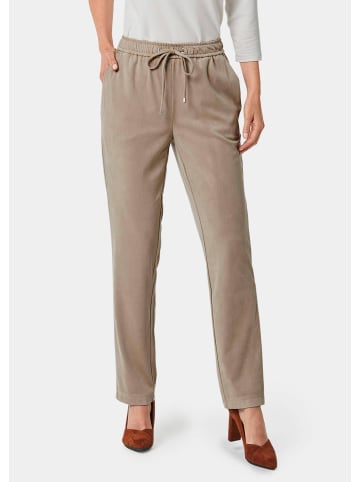 GOLDNER Kurzgröße:  Joggpants Freizeithose SARA, Veloursleder-Optik in kitt