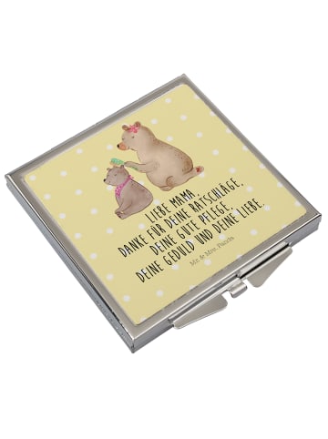 Mr. & Mrs. Panda Taschenspiegel Bär Kind mit Spruch in Gelb Pastell