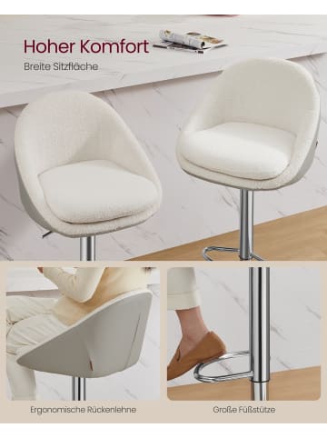 VASAGLE 2er-Set: Barhocker Lenna in Cremeweiß- (B)50 x (H)(84-98.5) x (T)55 cm