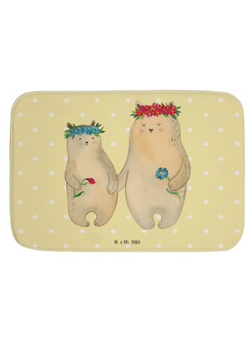 Mr. & Mrs. Panda Duschvorleger Bären mit Blumenkranz ohne Spruch in Gelb Pastell