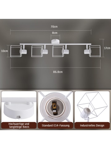 ZMH Deckenleuchte in Weiß 4-flammige E14 Schwenkbar Modern Deckenspot