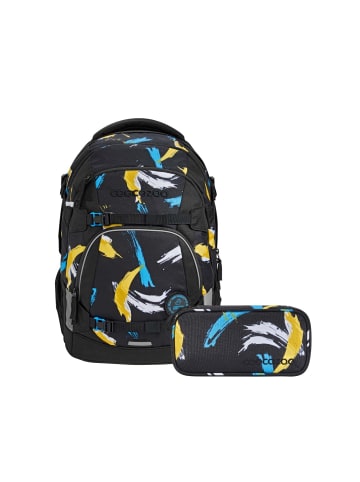 Coocazoo Schulrucksack-Set MATE Crazy Artnight 2-tlg., in Schwarz/Blau/Gelb