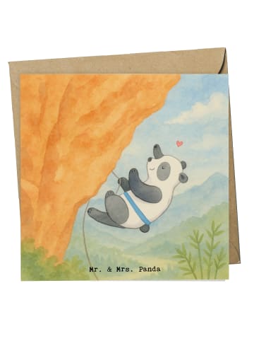 Mr. & Mrs. Panda Grußkarte Panda Klettern Design ohne Spruch in Weiß