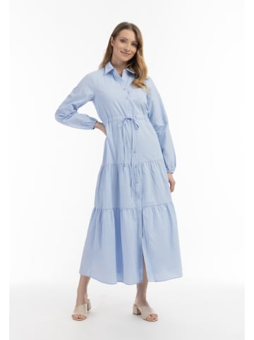 usha WHITE LABEL Damen Maxikleid Aus Baumwolle in Hellblau