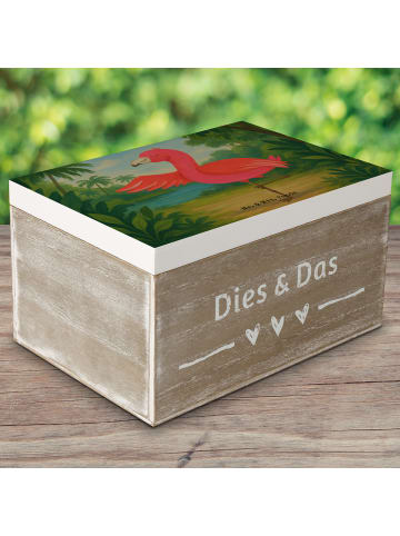 Mr. & Mrs. Panda Holzbox Flamingo Yoga Design ohne Spruch in Weiß