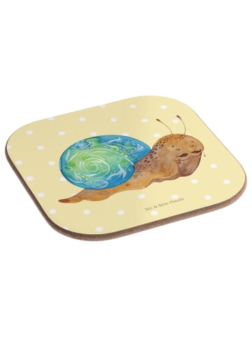 Mr. & Mrs. Panda Getränkeuntersetzer Schnecke Sir ohne Spruch in Gelb Pastell