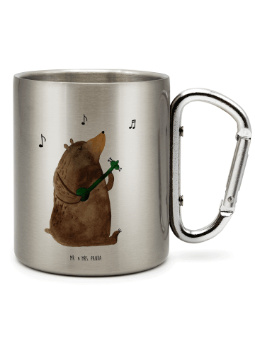 Mr. & Mrs. Panda Becher Bär Gitarre ohne Spruch in Silber