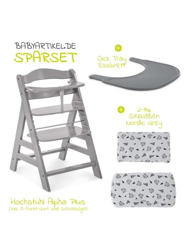Hauck Hochstuhl Alpha Plus Grau - im Sparset inkl. Essbrett in grau