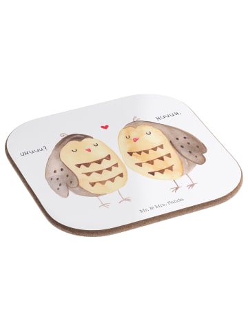 Mr. & Mrs. Panda Untersetzer Glas Eulen Liebe ohne Spruch in Weiß