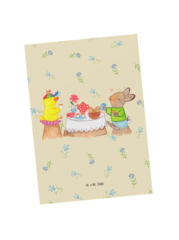 Mr. & Mrs. Panda Grußkarte Ostern Frühstück ohne Spruch in Blumig