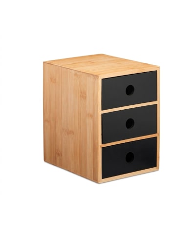 relaxdays Schreibtisch Organizer in Natur/ Schwarz - (B)15 x (H)21 x (T)20 cm