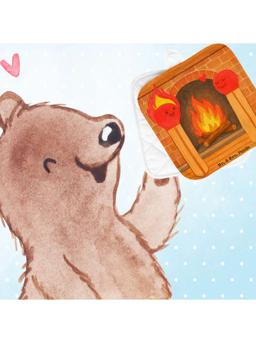 Mr. & Mrs. Panda Topflappen Streichhölzer Design ohne Spruch in Weiß