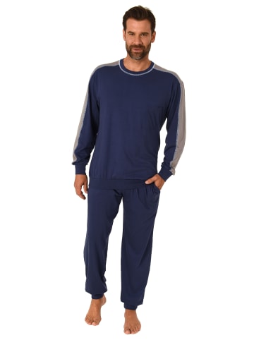 NORMANN langarm Pyjama Schlafanzug Bündchen - 68207 in marine