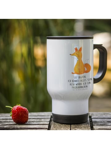 Mr. & Mrs. Panda Thermobecher Einhorn Wunsch mit Spruch in Weiß