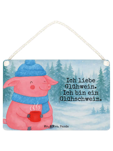 Mr. & Mrs. Panda Wandbild Holz Schwein Glühwein Design mit Spruch in Weiß