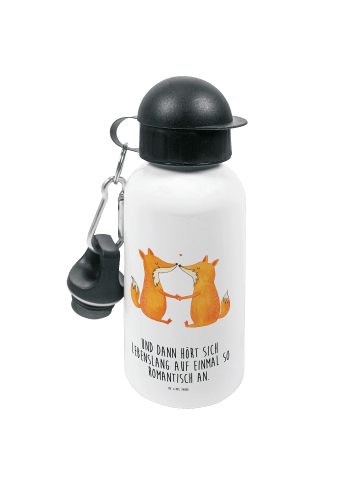Mr. & Mrs. Panda Kindertrinkflasche Füchse Liebe mit Spruch in Weiß