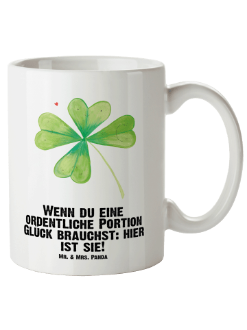 Mr. & Mrs. Panda Pott Blume Kleeblatt mit Spruch in Weiß