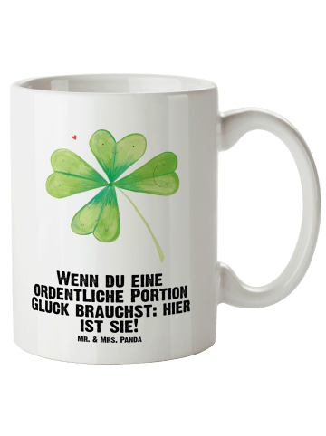 Mr. & Mrs. Panda XL Tasse Blume Kleeblatt mit Spruch in Weiß