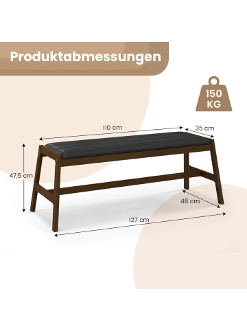 COSTWAY Sitzbank Kautschukholz in Schwarz