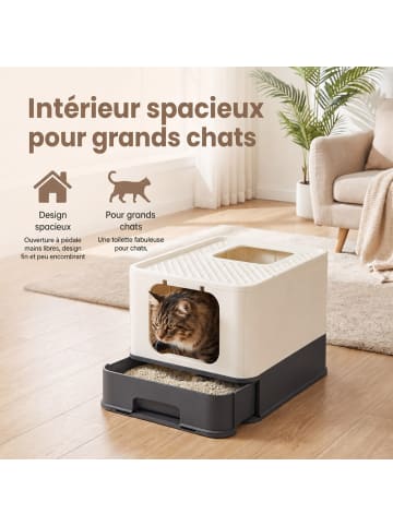 Feandrea 2er-Set: Katzenklo in Beige-Schwarz - (B)42.5 x (H)37.8 x (T)54.3 cm