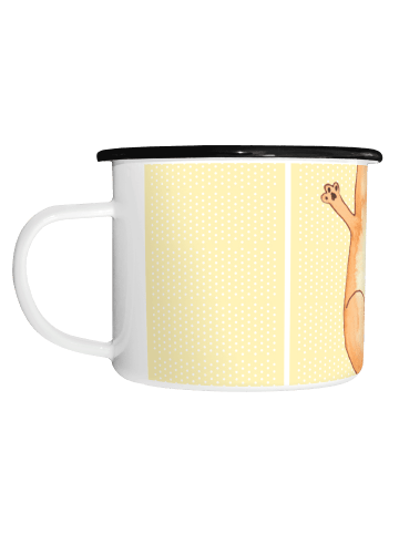 Mr. & Mrs. Panda XL Emaille Tasse Katze Umarmen ohne Spruch in Gelb Pastell