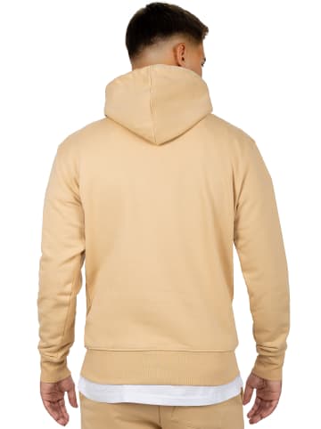 Reichstadt Herren Regular Fit Hoodie Marken-Stick in Beige
