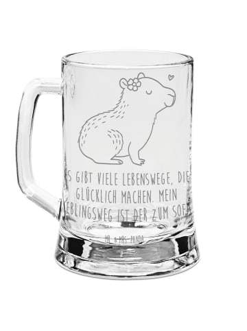 Mr. & Mrs. Panda Gravur Bierkrug Capybara Blume mit Spruch in Transparent