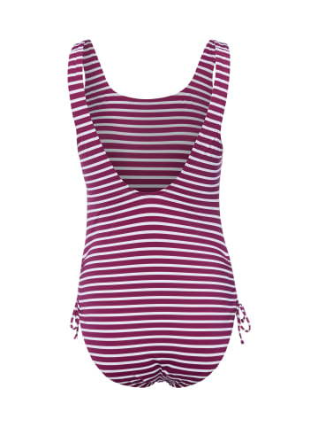 Venice Beach Badeanzug in aubergine weiß - 0001