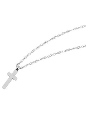 Adeliás Damen Halskette mit Anhänger – Kreuz aus Edelstahl in silber