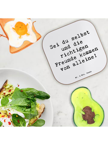 Mr. & Mrs. Panda Glasuntersetzer Spruch Neue Freunde finden mit ... in Weiß