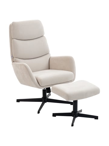 HOMCOM Relaxsessel mit Hocker in Beige 75L x 66B x 99H cm