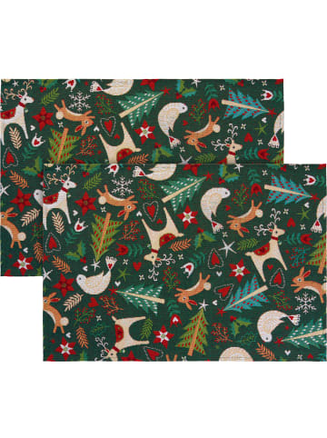 Erwin Müller Jacquard, Baumwollmischung, Gewebt, Gobelin Tischset 2er-Pack in grün