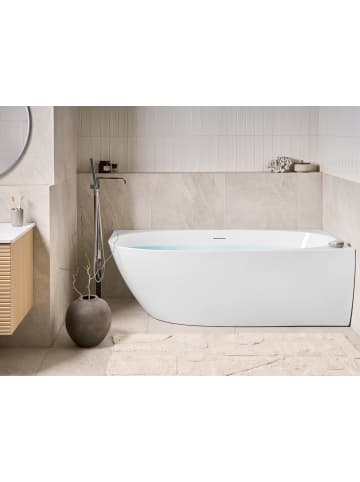 Beliani Eckbadewannen PARNAIBA in Weiß - (W) 80 x (H) 56 x (L) 170 cm