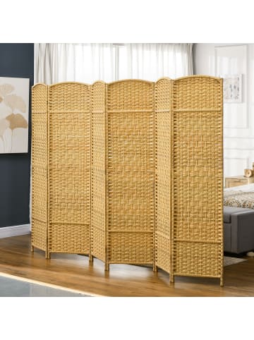 HOMCOM Paravent-270L x 1,7B x 180H cm-Naturholz