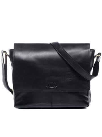 SID & VAIN Leder-Messenger Laptoptasche SPENCER groß Laptop-Tasche 15 Zoll echt Leder in schwarz