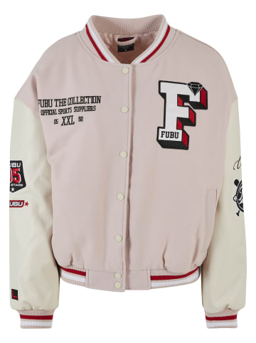 FUBU College Jacket in light pink/offwhite/red