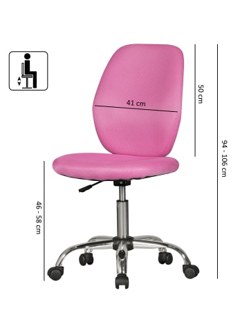 KADIMA DESIGN Kinderschreibtischstuhl in Pink: Jugenddrehstuhl, einstellbare Sitzhöhe, Mesh