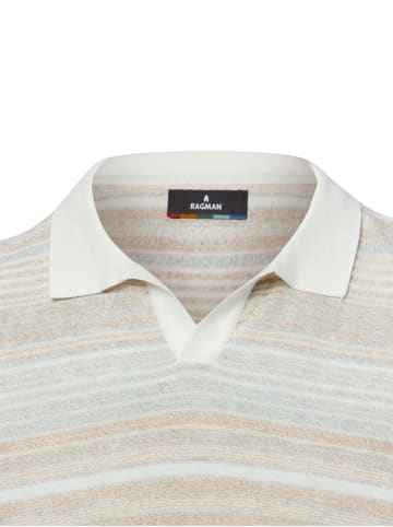 Ragman Strick-Poloshirt in hellgrau ecru - 0002