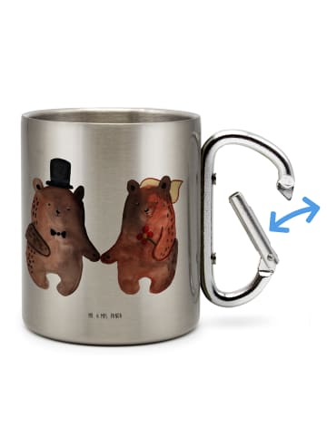 Mr. & Mrs. Panda Kaffeetasse Bär Heirat ohne Spruch in Silber