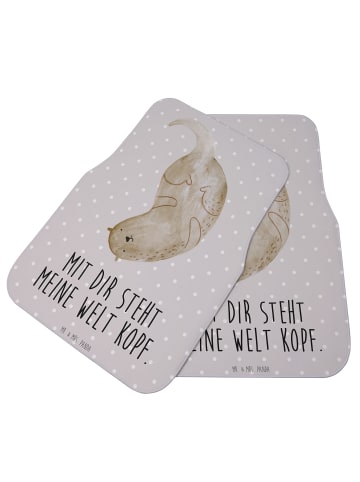 Mr. & Mrs. Panda Fußmatte Fürs Auto Otter Kopfüber mit Spruch in Grau Pastell