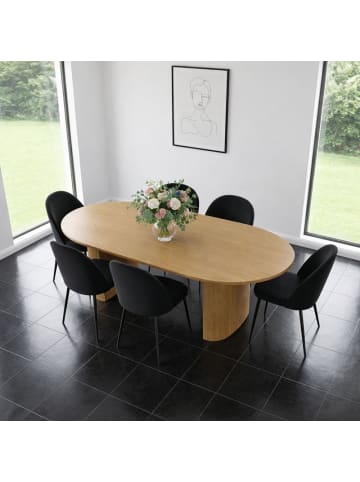 ebuy24 Essgruppe Kyoto 7-teilig Natur, schwarz 210 x 100 cm