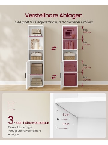 VASAGLE Bücherregal Custos in Weiß - (B)24 x (H)145.9 x (T)31.8 cm
