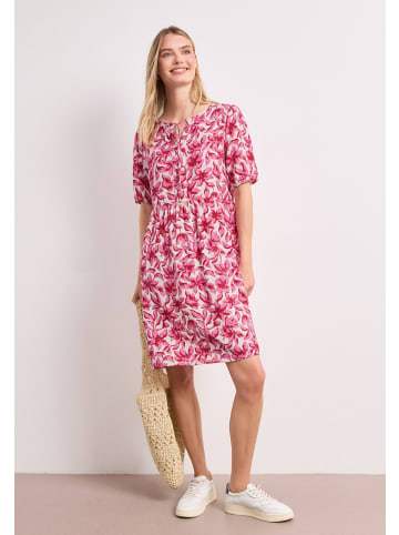 Street One Knielanges Tunika-Kleid mit Split Neck und Muster in Off White