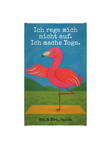 Mr. & Mrs. Panda Gästehandtuch Flamingo Yoga Design mit Spruch in Weiß