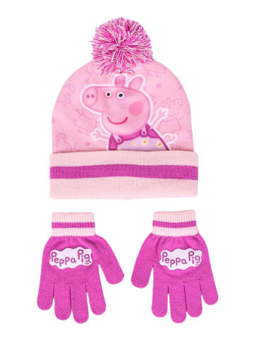 Cerda 2-tlg. Winter Set: Peppa Pig Bommelmütze & Handschuhe in Pink