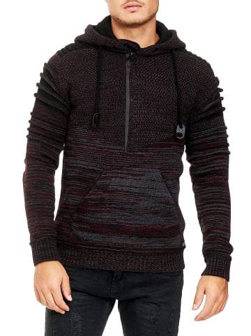Rusty Neal 1/2 Zip Grobstrick Future Kapuzen-Pullover in Bordo